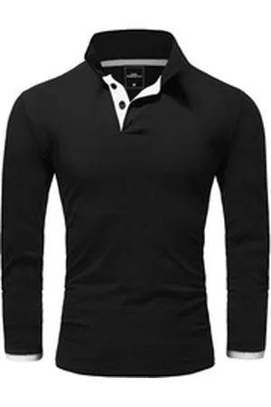 amaci Poloshirt CHARLOTTE Langarm Kontrast Poloshirt schwarz|weiß 4XL