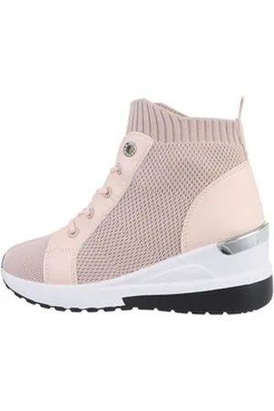 Ital-Design Damen High-Top Freizeit Sneakerboots (78003791) Keilabsatz/Wedge Sneakers High in Altrosa rosa 39 EU