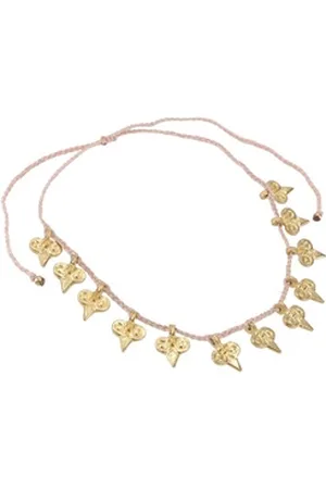 GURU-SHOP Perlenkette Makramee Kette Modeschmuck, Boho Kopfschmuck.. rosa
