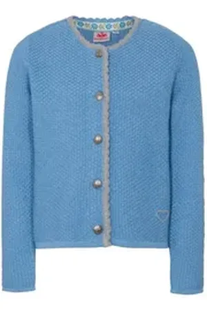 SPIETH & WENSKY Trachtenjacke Strickjacke Kinder - SCHÄFCHEN - rot, seeblau blau 86/92