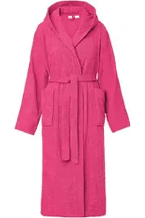 Ladeheid Bademantel Damen Frottee Bademantel aus 100% Baumwolle LA40-193, Langform, Baumwolle, Kapuze rosa S