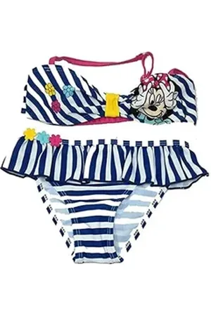 Disney Bügel-Bandeau-Bikini Minnie Mouse Mädchen Bikini gestreift blau 116