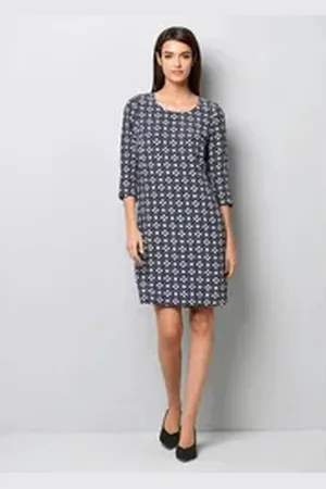 ALBA MODA Midikleid Kleid in gerader Form blau 34