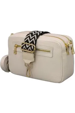 Adel Bags Schultertasche GALA aus echtem Leder, Umhängetasche für Damen mit 2 Riemen, echtes Leder, hergestellt in Italien beige