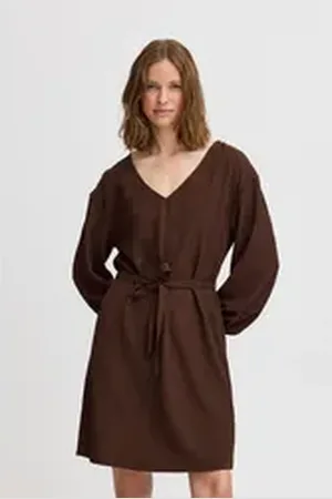 B YOUNG Midikleid BYPERILLA kniefreies Kleid mit Bindeband braun L