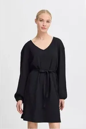 B YOUNG Midikleid BYPERILLA kniefreies Kleid mit Bindeband schwarz L