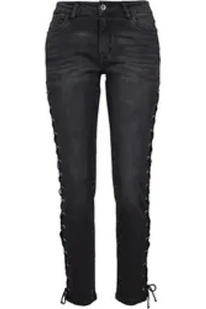 Urban classics Bequeme Jeans Damen Ladies Denim Lace Up Skinny Pants (1-tlg) schwarz 26