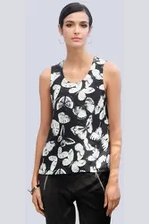 ALBA MODA Shirttop Top mit grafischem Allover Print schwarz 36