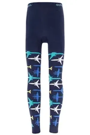 Ewers Strickstrumpfleggings Legging Flugzeuge blau 92-98