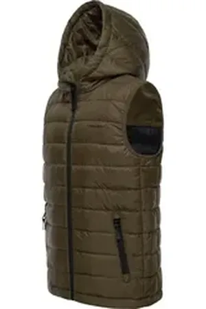 Ragwear Steppweste Semmy sportliche, gesteppte Jungen Outdoor-Weste mit Kapuze grün 128
