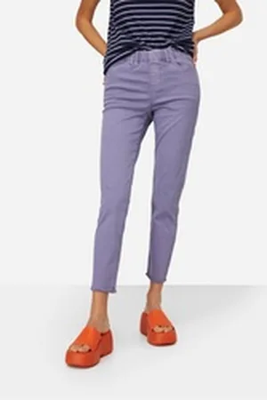 Laurasøn Funktionshose 7/8-Slimhose schmale Passform 4-Pocket Fransensaum blau|lila 48