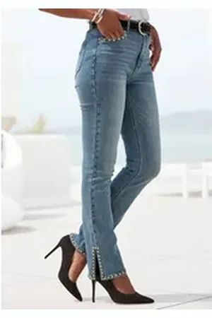Buffalo 5-Pocket-Jeans mit Schlitz, Nietendetails, Skinny Jeans, modisch blau 42