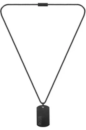 HUGO BOSS Kette mit Anhänger Schmuck Edelstahl Halsschmuck Venezianerkette ID schwarz
