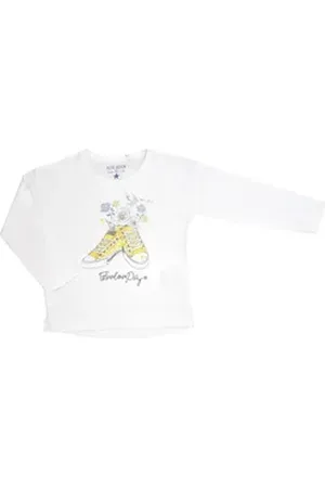Blue Seven Rundhalspullover Mädchen Shirt langarm mit Print in weiß von (1-tlg) mit Frontprint weiß