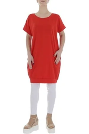 Ital-Design Tunikashirt Damen Freizeit (85987302) Stretch Top & Shirt in Rot rot S/M