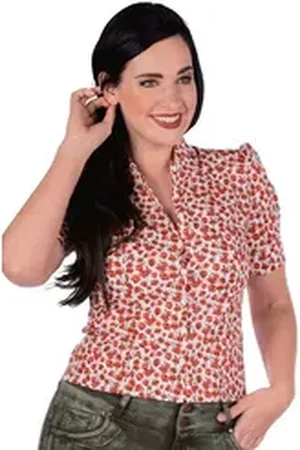 Femkit Trachtenbluse Trachtenbluse - EVELYN - creme/mohn 42- Verkäufer:Alpenwahnsinn Tracht & Lifestyle