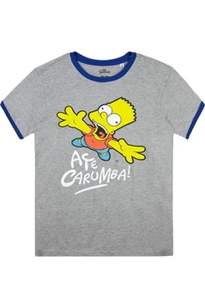 The Simpsons The Simpsons Print-Shirt THE SIMPSONS T-Shirt Kinder und Jugendliche Ringer Jungen und Mädchen Gr. 128 140 152 164 für 8 10 12 14 Jahre grau 128