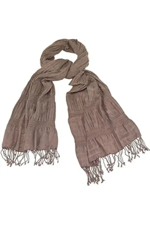 Tamaris Schal Scarf, (Set, 1-St. 1-teilig), geraffter Damen Schal mit Fransen silberfarben
