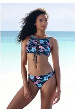 KangaROOS Bikini-Hose Agave mit floralem Druck schwarz 46