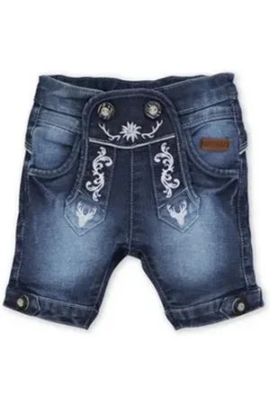 BONDI Lederhose Trachtenjeans Baby/Kleinkind - GIPFELKRAXLER KURZ - dark denim 74