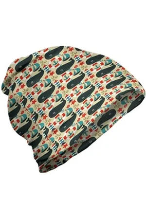 Abakuhaus Beanie Wandern im Freien Wale Leuchtturm Anker spielt Boot bunt|gelb|grau