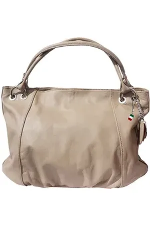 Florence Schultertasche Echtleder Hobo Bag Damen taupe (Schultertasche), Damen Leder Schultertasche, Henkeltasche, helltaupe, braun ca. 42cm braun