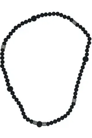 Aaron Bane Perlenkette Halskette Lavakette Edelstein Kette mit Spacer Hand Made (1-tlg)