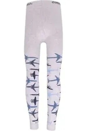 Ewers Strickstrumpfleggings Legging Flugzeuge grau|silberfarben 134-146