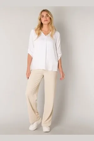 Base Level Shirtbluse mit V-Ausschnitt weiß 42