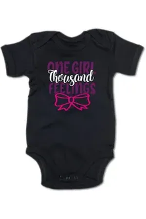 G-graphics Kurzarmbody One girl – thousand feelings Baby Body mit Spruch / Motiv / Aufdruck • zur Geburt / Babyparty schwarz 12-18 Monate
