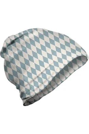 Abakuhaus Beanie Wandern im Freien Gedämpfte Farben Diamant-Kontrolle-Rhombus blau
