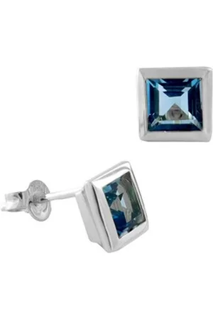 Acalee Paar Ohrstecker Topas-e Weißgold 333 Stecker mit Topas Swiss Blau blau