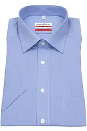 Marvelis Kurzarmhemd Modern Fit leicht tailliert bügelfrei Kentkragen blau 47