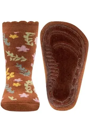 Ewers ABS-Socken Stoppersocken Blümchen/Mausezähnchen braun 29-30