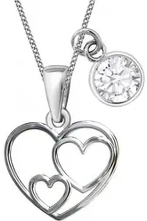Goldene Hufeisen Herzkette Herz Anhänger mit 38cm Kette 925 Sterling Silber mit Zirkonia Klar (3-tlg, inkl. Etui), Schmuck für Mädchen silberfarben