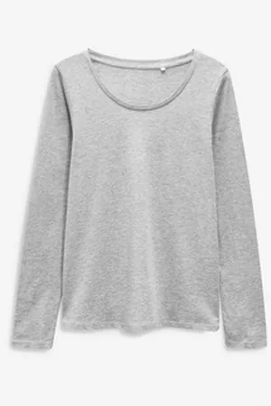 Next Langarmshirt Langarm-Rundhalsoberteil aus 100 % Baumwolle (1-tlg) grau 72