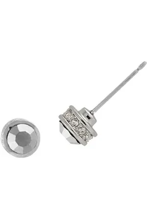 Buckley London Paar Ohrstecker Messing rhodiniert mit Kristallen grau|silberfarben