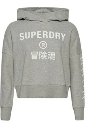Superdry Hoodie Damen Hoody CODE CORE SPORT CROP BOX HOOD Grey Marl Grau grau XL