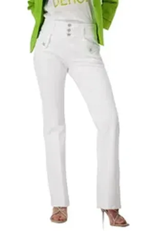 monari Skinny-fit-Jeans Bootcut Hose mit Breitem Bund - Bootcut weiß 44