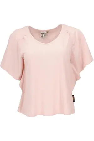 GURU-SHOP T-Shirt Yoga -T-Shirt aus Bio-Baumwolle, lockeres Basic.. Festival, Ethno Style, alternative Bekleidung rosa S