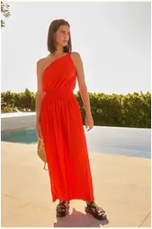 Next One-Shoulder-Kleid One-Shoulder-Kleid aus Plissée (1-tlg) rot 40 (GB: 12)