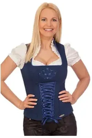 SPIETH & WENSKY Trachtenbluse Trachtenmieder - DESSAU - weinrot, dunkelblau blau
