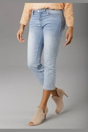 Aniston Straight-Jeans in verkürzter cropped Länge blau 44
