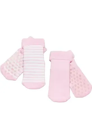 WERI SPEZIALS Strumpfhersteller GmbH ABS-Socken Baby ABS-Socken 2-er Pack >>Warme Füßchen: Ringel<< weiche Baumwolle (Set) 2er-Pack rosa 13-14
