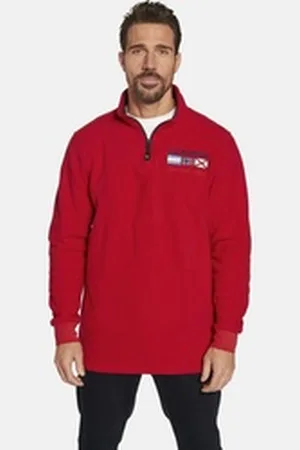 Jan Vanderstorm Fleecepullover SIETSE mit Flaggen-Motiv rot 5XL (72/74)