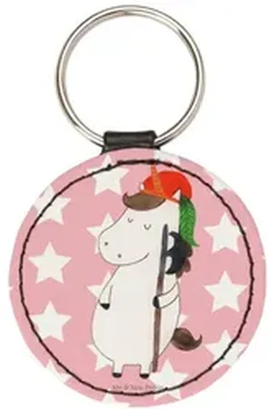 Mr. & Mrs. Panda Schlüsselanhänger Einhorn Junge - Rot Pastell - Geschenk, Einhörner, Einhorn Deko, Schu (1-tlg), Einzigartiges Design rot