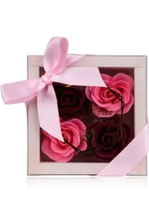 accentra Badekonfetti Baderosen Geschenkbox 4x4g » Badekonfetti, 1-tlg., Seifenrosen Set in heller Geschenkverpackung mit Schleife, Rosen Duft rosa