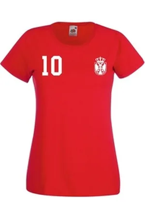 Youth Designz T-Shirt Serbien Damen T-Shirt im Fußball Trikot Look mit trendigem Motiv rot XS