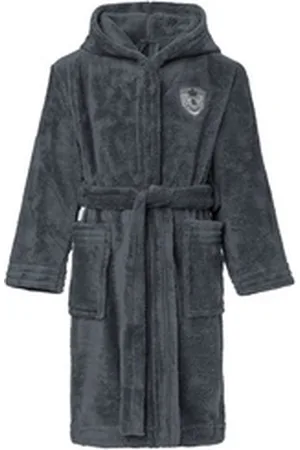 L -  L Bademantel Jungen & Jugend Bademantel mit Kapuze LL0031, 3/4, Polyester, Kapuze grau 110-116