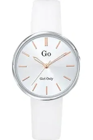 GO Girl Only Quarzuhr Damen Armbanduhr weiß, (Analoguhr), Damenuhr rund, mittel (ca. 32mm), Lederarmband weiß, Casual weiß